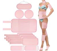 Aphlos Castor Oil Pack Wrap-10 Pcs,Reusable & Adjustable Elastic Strap Castor Oil Compress wrap for Liver Detox,Constipation & Inflammation, Flannel Cotton Pads Kit for Neck Waist Chest Knee