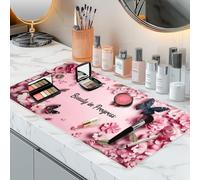 Aphlos Dual-Sided Waterproof Synthetic Leather Makeup Mat for Desk, Makeup Station, Crafts, Multi-Use Scratch & Stain Resistant Surface Protector Pad for Vanity, Desktop, Craft Table (Butterfly)