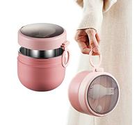 Aphmeir Overnight Oats Containers with Lids, 20oz Stainless Steel Inside Overnight Oats Jars with Spoon, Insulated Food Jars Portable Oatmeal Container Breakfast On The Go Cups (Pink)