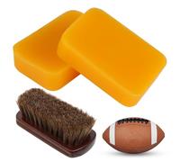 Aphohome Football Prep Kit with Horsehair Brush & 2 Beeswax Bars, Natural Grip Enhancer for Leather Balls, 4.3in Brush, 70g Each Wax, for Youth & Pro Players