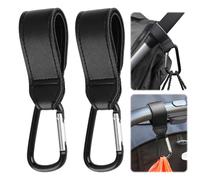 Aphohome Stroller Hooks for Bags - Carabiner with Strap, Non-Slip, One-Hand Opening, Heavy-Duty, Compatible with Strollers Mobility Scooters Golf Push Carts, 2 Pack