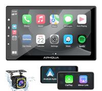 APHQUA Carplay for Car with 1080P Waterproof Backup Camera, 7'' HD Screen Car Stereo, Car Radio Receiver, Hands-Free Calling,Mirror Link,Siri,Google,AUX/FM, GPS Navigation, Airplay, for All Cars