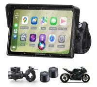 APHQUA Motorcycle CarPlay 5 Inch Touch Screen Display, Wireless CarPlay and Android Car, IP67 Waterproof, Tire Pressure Monitoring System (TPMS), Dual Bluetooth, GPS, USB/Acc Power Supply