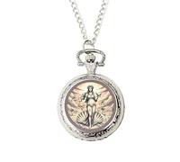 Aphrodite Pocket Watch - Greek Gods Collection - Antique Silver Quartz Watch with Chain - Goddess of Love Mythology Gift - Unique Resin Dome Design - Olympus Inspired Jewellery