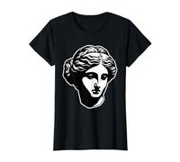 Aphrodite Venus Gr oddess Statue Blackwork Value Graphic T-Shirt, Women, Black, L