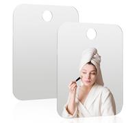 Aphumedc 2Pcs Small Shower Mirror Fogless for Shaving, 6.7 × 5.1 inch Fogless Acrylic Mirrors for Wall Hanging, Portable Handheld Travel Camping Mirrors, Shower Makeup Shave Mirror for Men