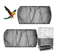 Aphumedc 2Pcs Universal Bird Cage Seed Catcher - Adjustable Netting with Large Stretchy Cover Skirt, Soft Airy Net for Round and Square Cages (Black)