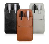 Aphumedc 3 Pcs Pocket Protector, Heavy PU Leather Pen Pouch Holder Organizer for Shirts, Lab Coats, Pants - Multi-Purpose Pen Pocket Holds Pens, Pointers, Pencils, and Notes (Black, Gray, Brown)