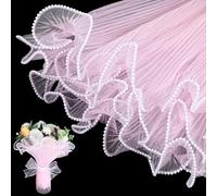 Aphumedc 4.37 Yards White Wrapping Paper, Pearl Mesh for Bouquets, Wrinkled Floral Paper Wrap for Florist Supplies, Wedding Birthdays Gift Packaging, Decor for DIY Crafts Party Favor(Pink)