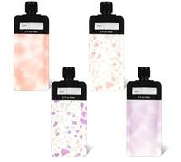 Aphumedc 4PCS Travel Pouches for Toiletries, 3oz Refillable Leak Proof Empty Squeeze Pouches, Portable Travel Fluid Makeup Packing Pouches for Shampoo Conditioner Lotion Body Wash, Style 1, Pink