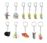 Aphumedc Funny Keychain 11Pcs Cute Cats Meme Y2k Funny Kitty Charm Keyrings Crying Banana Cat Keychains Animal Kitty Purse Charms Car Accessories for Backpacks Bags