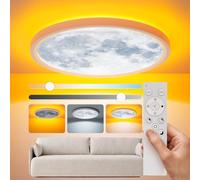 Aphyni 30cm Moonlight Dimmable Ceiling Light, 24W Led Ceiling Light with Nightlight, 3000-6500K 2800LM IP44 Waterproof Lamp with Timer Memory Function for Bedroom Children's Room Hallway Dining Room
