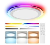 Aphyni 32cm LED Ceiling Light 3000-6500K, 24W 2800LM Waterproof Bathroom Light Dimmable with RGB Color Changing Planet Ring, Flush Round Ceiling Lights for Kitchen Bedroom Hallway with Remote & App