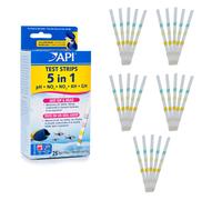 API AQUARIUM 5 IN 1 WATER TEST KIT TESTING FRESH OR SALT WATER FISH TANK 25 PACK