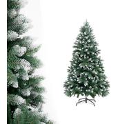 APICIZON 4.5ft Flocked Christmas Tree - Snow Tipped Artificial Xmas Tree with 650 Branch Tips, Realistic White & Green Look, Sturdy Metal Stand, Indoor Outdoor Christmas Decoration 1.5m