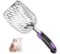 Apidgrowth Cat Litter Scoop,Long Handle Cat Scooper,Stainless Steel Metal Scoop,Poop Sifting,Mesh Shovel,Suitable for Cat Litter Box, (Purple)
