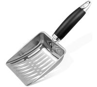 Apidgrowth Cat Litter Scoop, Stainless Steel Cat Litter Scoop, Metallic Cat Litter Scoop, Medium Size, Sturdy Shovel with Mesh, Suitable for Cat Litter Boxes, Black