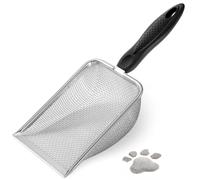 Apidgrowth Metal Cat Litter Scoop,Sturdy Litter Cleaner Corner Shovel,Stainless Steel Mesh Litter Shovel,Easy to Clean Reptile Terrarium Sand Waste(Black)