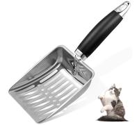 Apidgrowth Stainless Steel Cat Litter Scoop - Metal Medium Cat Litter Scoop - Sturdy Mesh Scooper - Easy to Clean - Suitable for Cat Litter Box - Black