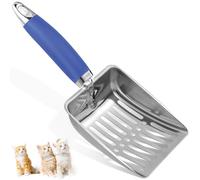 Apidgrowth Stainless Steel Cat Litter Scoop - Metal Medium Cat Litter Scoop - Sturdy Mesh Scooper - Easy to Clean - Suitable for Cat Litter Box-Dark Blue