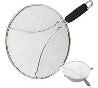 Apidgrowth13 Inch Stainless Steel Grease Splatter Guard with Comfortable Grip, Perforated Stainless Steel, Shield from Splashing Oil, Splatter Screen for Cooking, Dishwasher Safe