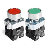 APIELE 2PCS 22MM Momentary Push Button Switch Red Green 1NO 1NC Metal Head XB2-11BN-G&R (1 Red 1 Green)
