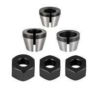 APIELE 6 Piece Collet Set 6/6.35/8 mm for Router Compatible with Einhell Katsu Bosch Dewalt Makita Ink 2 Nuts for Engraving Wood Milling Edge Processing Precision Clamping Accessories
