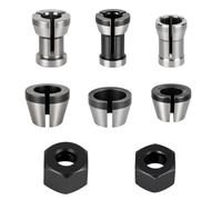 APIELE Pack of 8 Collet Set 6/6.35/8 mm for Router Compatible with Einhell Katsu Bosch Dewalt Makita Ink 2 Nuts for Engraving Wood Milling Edge Processing Precision Clamping Accessories