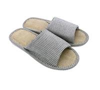 APIKA Women's and Men's Cotton Flax Casual Soft Light Open Toe Slippers Comfortable and Breathable House Slippers Anti-Slip for Indoor and Outdoor(7/7.5 UK,Navy Blue)(42/43 EU )