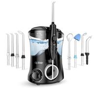 Apiker Dental Flosser 10 Pressure - Powerful Water Flosser 8 Düsen - Dental Tartar Cleaning 600 ml IPX7 - Dental Scaler and Cleaning Tooth Electric Jet for Family, Black