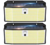 APILAB 416 LED Solar Lights Outdoor, 3 Modes Motion Sensor Security Outdoor Lights with 270°Wide Angle IP65 Waterproof, 3000LM Solar Powered Wall Lights for Deck Yard Garage 2Pack