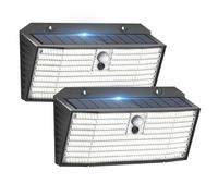 APILAB 416 LED Solar Lights Outdoor, 3 Modes Motion Sensor Security Outdoor Lights with 270°Wide Angle IP65 Waterproof, 3000LM Solar Powered Wall Lights for Deck Yard Garage 2Pack