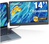 APILDELLA 14’’ Dual Laptop Screen Extender, 1080P FHD Portable Dual Monitor for Laptop USB C HDMI, Plug-Play Laptop Monitor Extender for Dual Monitor Display for Mac/Windows, Fit 13”-17.3” Laptops