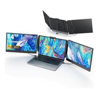 APILDELLA 14’’ Triple Laptop Screen Extender, 1080P FHD Portable Dual Monitor for Laptop USB C HDMI, Plug-play Monitor Extender for Mac/Windows, Fit 13”-17.3” Laptops