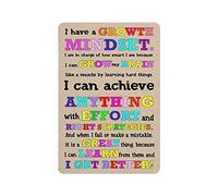 APILOT Vintage Metal Sign I Have A Growth Mindset Gift Teacher Classroom Back to School Teacher Classroom Decor Farmhouse Aluminum Sign for Bathroom Kitchen Home Bar Cafe Garage Man Cave 12x8inch