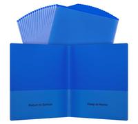Apipi 24 Pcs Plastic Folders with Pockets - Heavy Duty Homework Folder for Parents Teachers Communication, Take Home Folders for Students Classroom Back to School Supplies, Blue