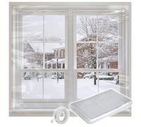 Apipi Thicken Window Insulation for Winter - Fits 5 Windows of 3' x 5' Durable Sealing Plastic Film Cover, Clear Shrink Window Insulation Kit with Double-Side Tape for Winterizing, 63 × 236 in