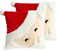 ApisNest 2PCS Christmas Cushion Covers 45cm x 45cm,Square 3D Embroidered Santa Throw Pillowcase Decorative Xmas Throw Pillow Covers Cushion Protectors for Sofa Bedroom