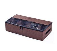 ApisNest Multifunction Foldable Storage Bag Under Bed Box Adjustable Compartment Size With Regulated/Removable Pasteable Dividers board For Boots Shoes Clothes Comforters Blankets