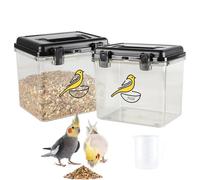 APITOS Airtight Bird Seed Container,2 Pack Bird Seed Storage Container,Wild outdoor bird Food storage Tin,Bird Food Dispenser with Lids & Handle, BPA Free Leakproof for Finches,4.41LB/Black