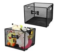 APITOS Dog Toy Basket-2pack Metal Dog Toy Box-Wire Mesh Basket-Cute Pawprint Design-Pet Accessory Rust-Resistant Finish-for Cat & Dog Toy Organization & Storage