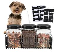 APITOS Dog Treat Jar Set of 3, Large Dog Treat Container for Kitchen Countertop, Airtight Plastic Pet Biscuit Snack Tin, with Metal Racks, for Pet Snack Storage (68oz*3)