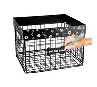 APITOS Indestructible Dog Toy Basket-Large Capacity Dog Toy Box-Metal Pet Toys Organiser-Dogs Food Storage Container for Living Room Area-with Pen,Perfect for Dogs Storage, Blankets, Clothes and Food