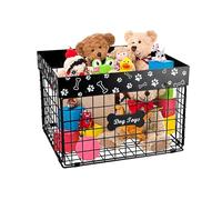 APITOS Indestructible Dog Toy Basket-Large Capacity Dog Toy Box-Metal Pet Toys Organiser-Dogs Food Storage Container for Living Room Area-with Pen,Perfect for Dogs Storage, Blankets, Clothes and Food