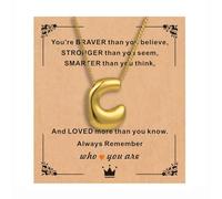 APIUWOXE Bubble Letter Necklace Gold for Women, Dainty Bubble Initial Necklaces for Women 18 K Gold Filled Name Balloon Puffy Letter Pendant Necklace Statement Gift Fashion Jewelry, Brass, No Gemstone