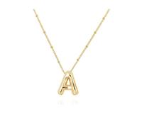 APIUWOXE Bubble Letter Necklace Gold for Women Girlfriend Balloon Initial Necklaces 18 K Gold Plated Chain Alphabet Pendant for Women Mom Christmas Name Personalized Jewelry, Brass, No Gemstone