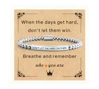 APIUWOXE Dont Let The Hard Days Win Bracelet for Women, Adjustable Stretch Beaded Inspire Black Obsidian Metal Beads Stainless Steel Band 14 K Gold Plated Inspirational Jewelry Motivational Gifts, 7