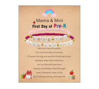 APIUWOXE First Day of School Bracelet for Mommy and Me Mom Daughter Beads Back to School Bracelets Jewelry Gifts for Boys Girls, FDoK/stretchy , Nylon, no gemstone