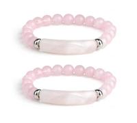 APIUWOXE Link Pheromone Bracelet Rose Quartz for Women, 8mm Crystal Beads Stretch Chakra Energy Stone Pink Love Bracelets Good Luck Handmade Jewelry Bangle Gifts Idea for Young Adult Women, 6.8