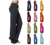 APIVOE Womens Wide Leg Yoga Pants Cargo Wide Leg Yoga Trouser Plus Size Flare Bootcut Leggings with Pockets, 01- Black, 4X-Large